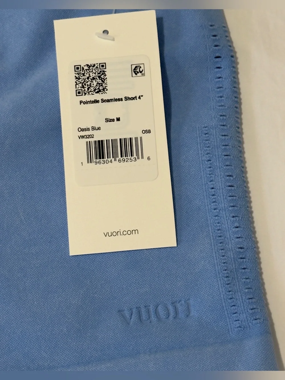 Vuori Pointelle Seamless Short Oasis Blue NEW